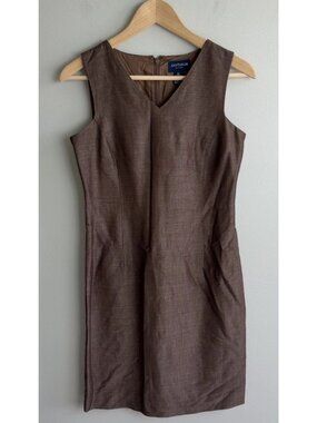 Ann Taylor Brown Sleeveless V-Neck Sheath Dress